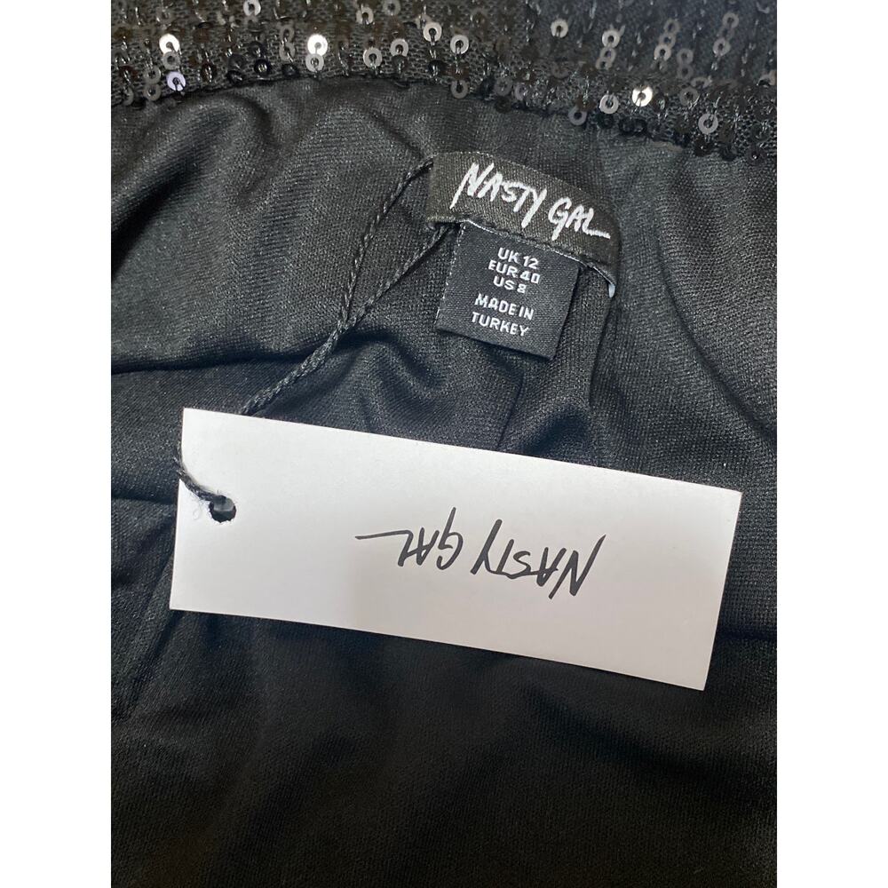 NEW Nasty Gal Women's Black Sequin Sparkly Sheer Wide Leg Trousers Pants Size 8 - Picture 5 of 6